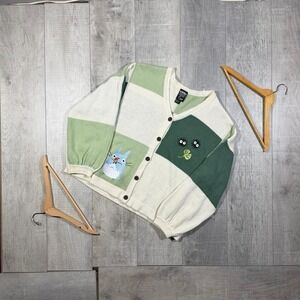 cream and green my neighbor Totoro studio goblin cardigan sweater